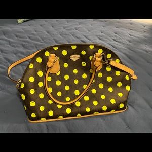 Coach Used NEON DOT CORA SIGNATURE CANVAS SATCHEL